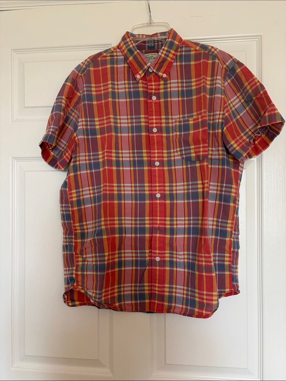 J. Crew Red and Blue Plaid Short-Sleeve Button-Down Shirt
